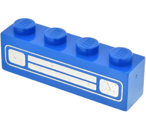 LEGO Blauw Steen 1 x 4 met Chrome Zilver Auto Rooster en Headlights (Bedrukt) (3010 / 6146)