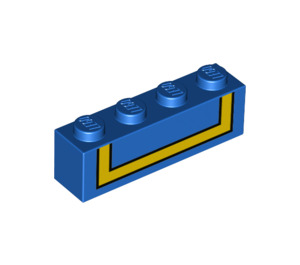 LEGO Blue Brick 1 x 4 with Donald Duck Collar with Yellow Ribbon Decoration (3010 / 67143)