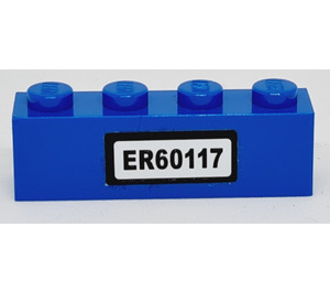 LEGO Blue Brick 1 x 4 with 'ER60117' Sticker (3010)