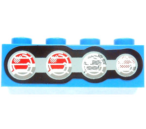LEGO Blue Brick 1 x 4 with Four Taillights Left Sticker (3010)