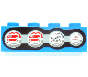 LEGO Blu Mattoncino 1 x 4 con Quattro Taillights Sinistra Adesivo (3010)