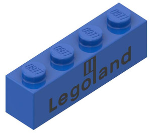 LEGO Blau Stein 1 x 4 mit Legoland-Logo Schwarz (3010)