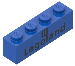 LEGO Blauw Steen 1 x 4 met Legoland-logo Zwart (3010)