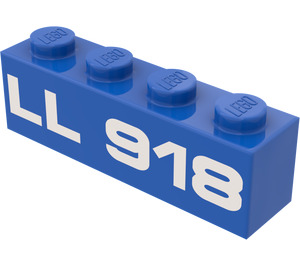 LEGO Blå Kloss 1 x 4 med "LL918" (3010)