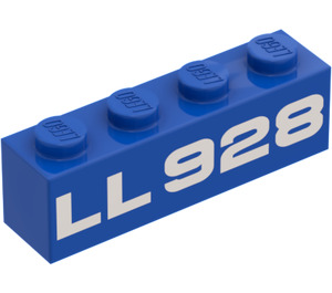 LEGO Blauw Steen 1 x 4 met "LL928" (3010)