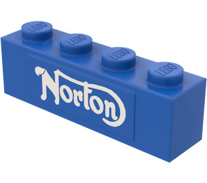 LEGO Blau Backstein 1 x 4 mit Norton Logo Aufkleber (3010)