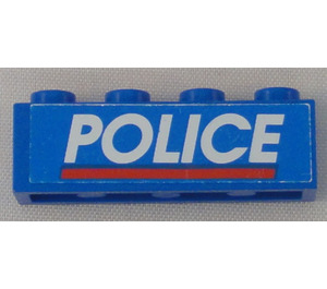 LEGO Blauw Steen 1 x 4 met "Politie" Aan Blauw Background Sticker (3010)