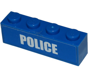 LEGO Blauw Steen 1 x 4 met "Politie" Sticker (3010)