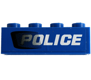 LEGO Blau Backstein 1 x 4 mit 'Polizei' Aufkleber (3010)