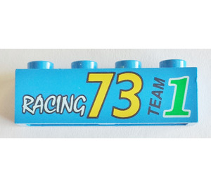 LEGO Azul Ladrillo 1 x 4 con 'Racing 73 Team 1' (3010)