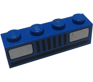 LEGO Blau Backstein 1 x 4 mit Silber Auto Headlights (3010)
