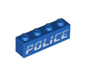 LEGO Blau Backstein 1 x 4 mit Slanted 'Polizei' Logo (1414 / 3010)