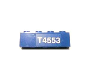 LEGO Blue Brick 1 x 4 with 'T4553' Sticker (3010)