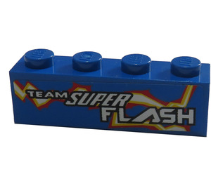 LEGO Blau Backstein 1 x 4 mit "Team Super Flash" (Links) Aufkleber (3010)