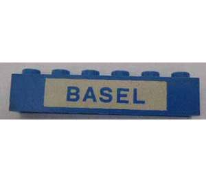 LEGO Blau Backstein 1 x 6 mit "BASEL" (3009)