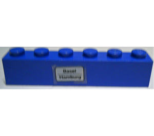 LEGO Blue Brick 1 x 6 with Basel-Hamburg Sticker (3009)