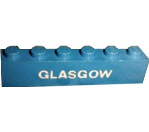 LEGO Bleu Brique 1 x 6 avec "GLASGOW" dans blanc print (3009)