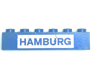 LEGO Blau Backstein 1 x 6 mit "HAMBURG" (3009)