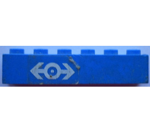 LEGO Blauw Steen 1 x 6 met Groot Trein logo Sticker (3009)