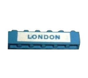 LEGO Blau Backstein 1 x 6 mit "LONDON" auf Weiß background (3009)