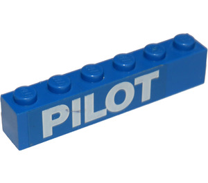 LEGO Blue Brick 1 x 6 with 'PILOT' Sticker (3009)
