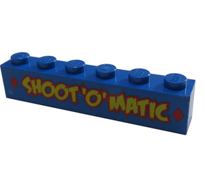 LEGO Blau Stein 1 x 6 mit "SHOOT 'O' MATIC" Aufkleber (3009)