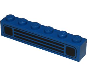 LEGO Bleu Brique 1 x 6 avec Town Auto Grille Noir (3009)