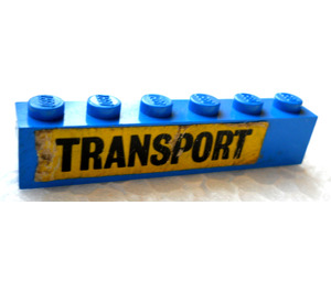 LEGO Blue Brick 1 x 6 with "TRANSPORT" Sticker (3009)