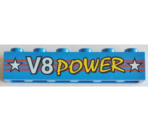 LEGO Blue Brick 1 x 6 with 'V8 Power' (3009)