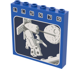 LEGO Blau Stein 1 x 6 x 5 mit Astronaut Repairing Satellite, Moon und LL2079 (3754)