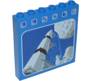 LEGO Blauw Steen 1 x 6 x 5 met LL2079 Raket en Moon (3754)