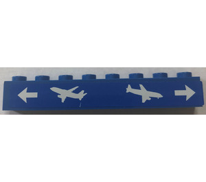 LEGO Blue Brick 1 x 8 with Airplanes and Arrows Sticker (3008)