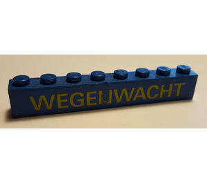 LEGO Blue Brick 1 x 8 with 'WEGENWACHT' Sticker (3008)