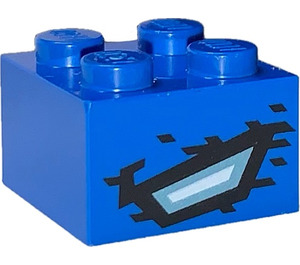 LEGO Blue Brick 2 x 2 with Dragon Eye Pattern (3003)