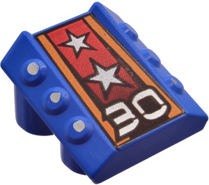 LEGO Blue Brick 2 x 2 with Flanges and Pistons with '30' and Silver Stars (30603)