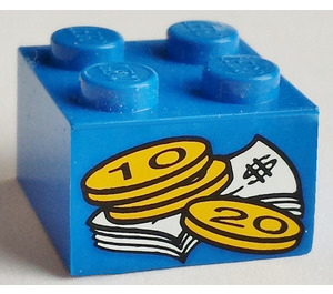 LEGO Blue Brick 2 x 2 with Money Sticker (6223)