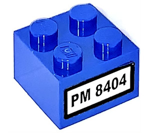LEGO Blue Brick 2 x 2 with 'PM 8404' Sticker (3003)