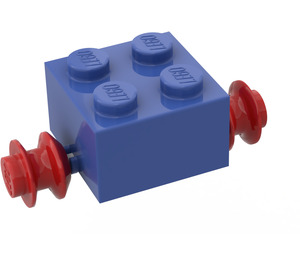 LEGO Modrá Kostka 2 x 2 s Červená Single Kola (3137)