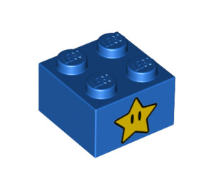 LEGO Blue Brick 2 x 2 with Yellow Super Star (3003 / 68948)