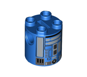 LEGO Bleu Brique 2 x 2 x 2 Rond avec Death Star Imperial Astromech Modèle avec support d'axe inférieur 'x' Shape '+' Orientation (27948 / 30361)