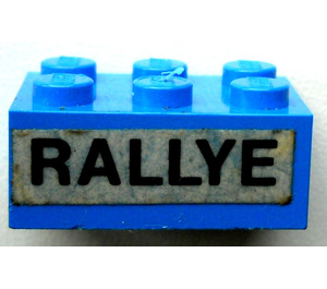 LEGO Blau Stein 2 x 3 mit 'RALLYE' Aufkleber (3002)