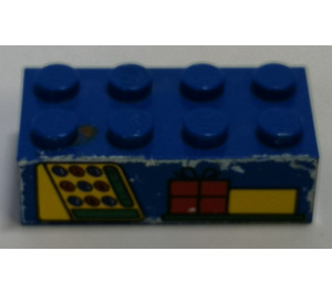 LEGO Blue Brick 2 x 4 with Cash Register and Boxes Sticker (3001)