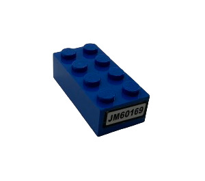 LEGO Blue Brick 2 x 4 with 'JM60169' (On End) Sticker (3001)