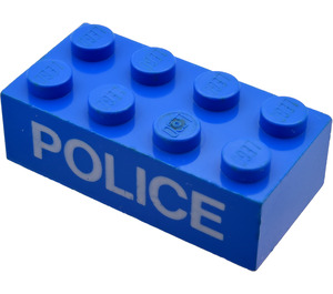 LEGO Blauw Steen 2 x 4 met "Politie" (3001)