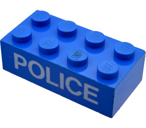 LEGO Blå Kloss 2 x 4 med "Polis" (3001)