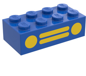 LEGO Blue Brick 2 x 4 with Yellow Car Grille (3001)