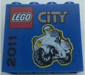 LEGO Blauw Steen 2 x 4 x 3 met City Motorfiets en 2011 (30144)