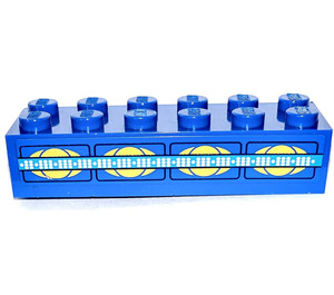 LEGO Blauw Steen 2 x 6 met Geel en Blauw Decoratie Sticker (2456)