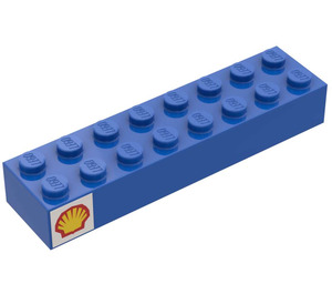 LEGO Blå Kloss 2 x 8 med Shell logo (Venstre) Klistremerke (3007)