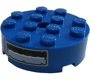 LEGO Blue Brick 4 x 4 Round with Hole with water level Sticker (87081)